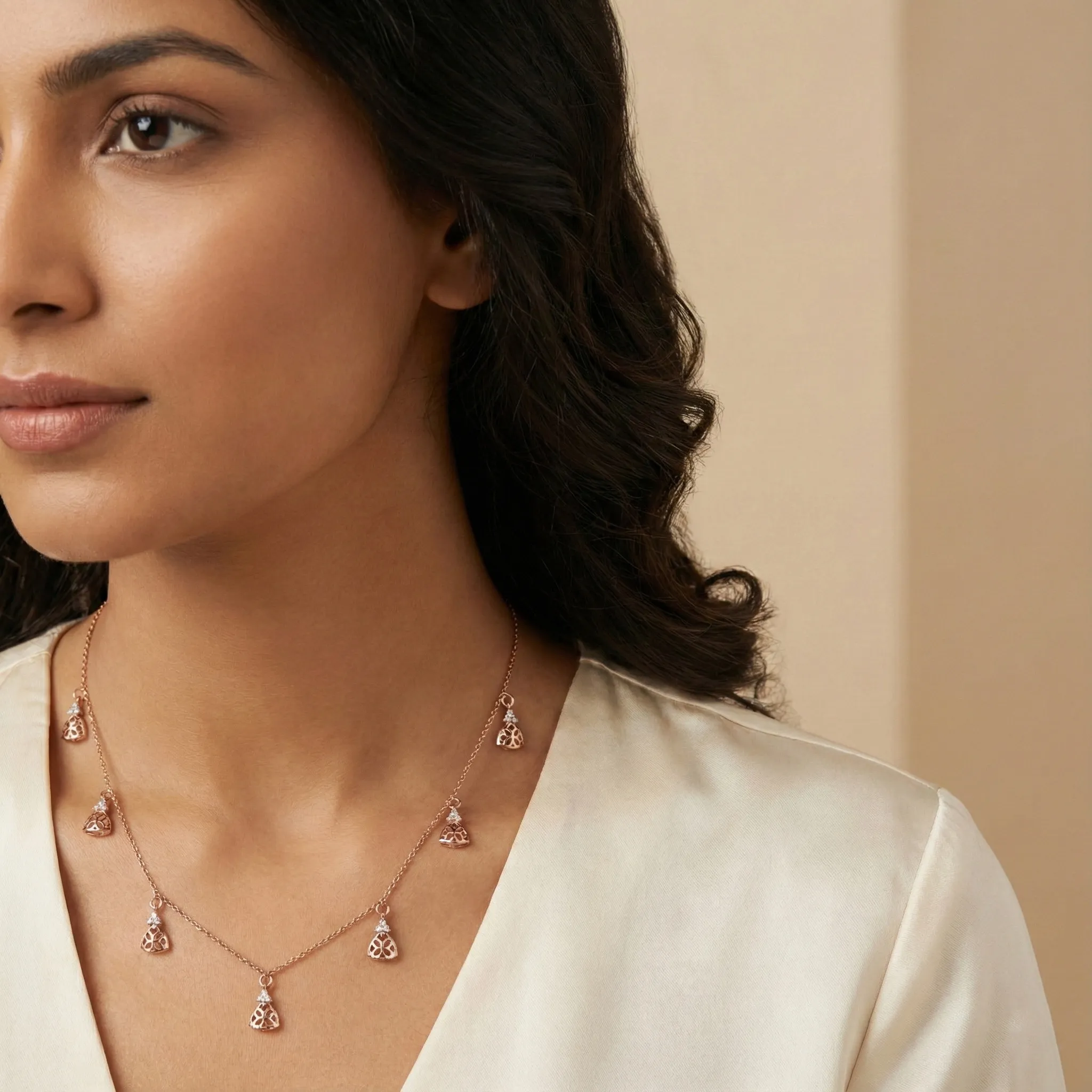 Rose Gold Diamond Necklace - Image 3