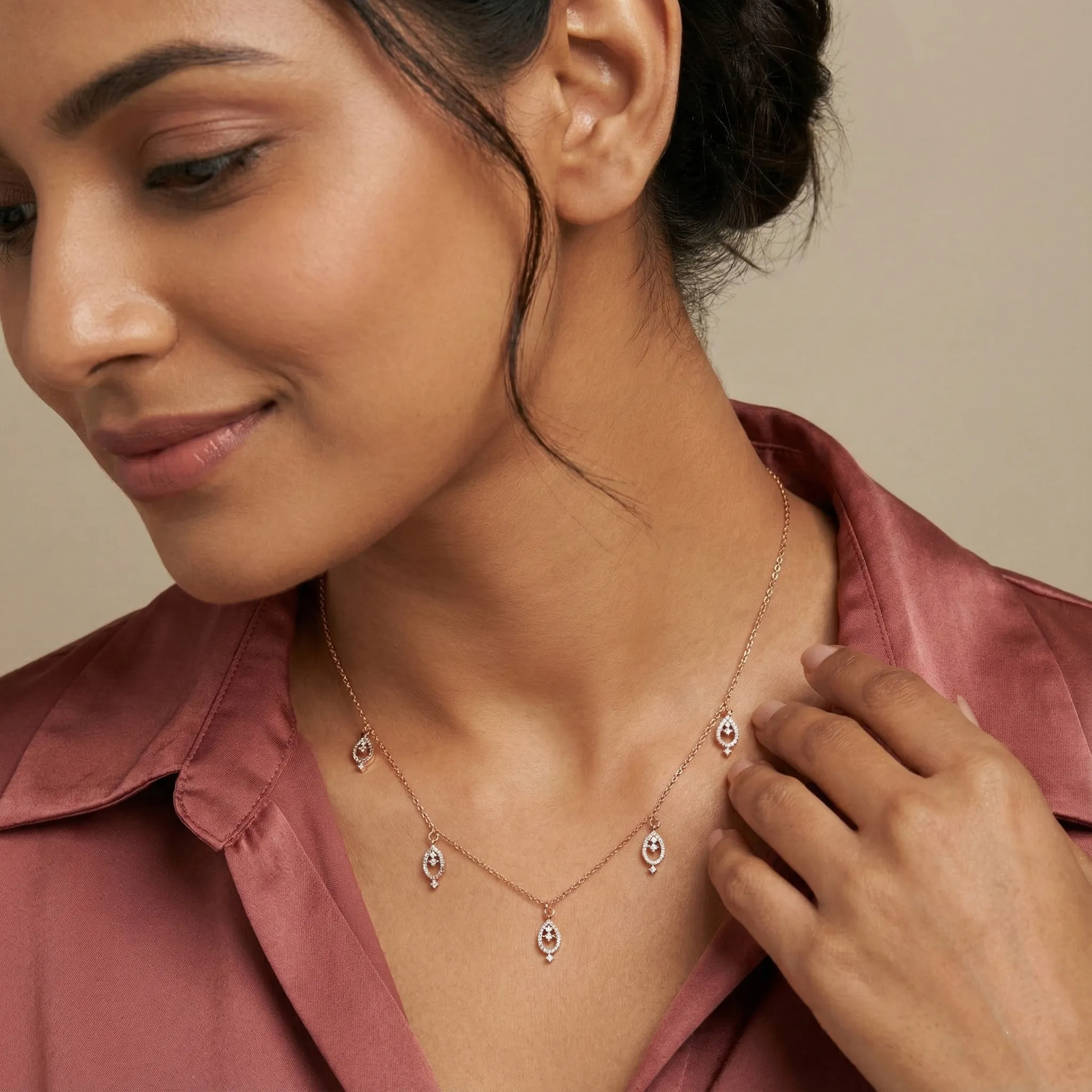 Rose Gold Diamond Necklace - Image 3