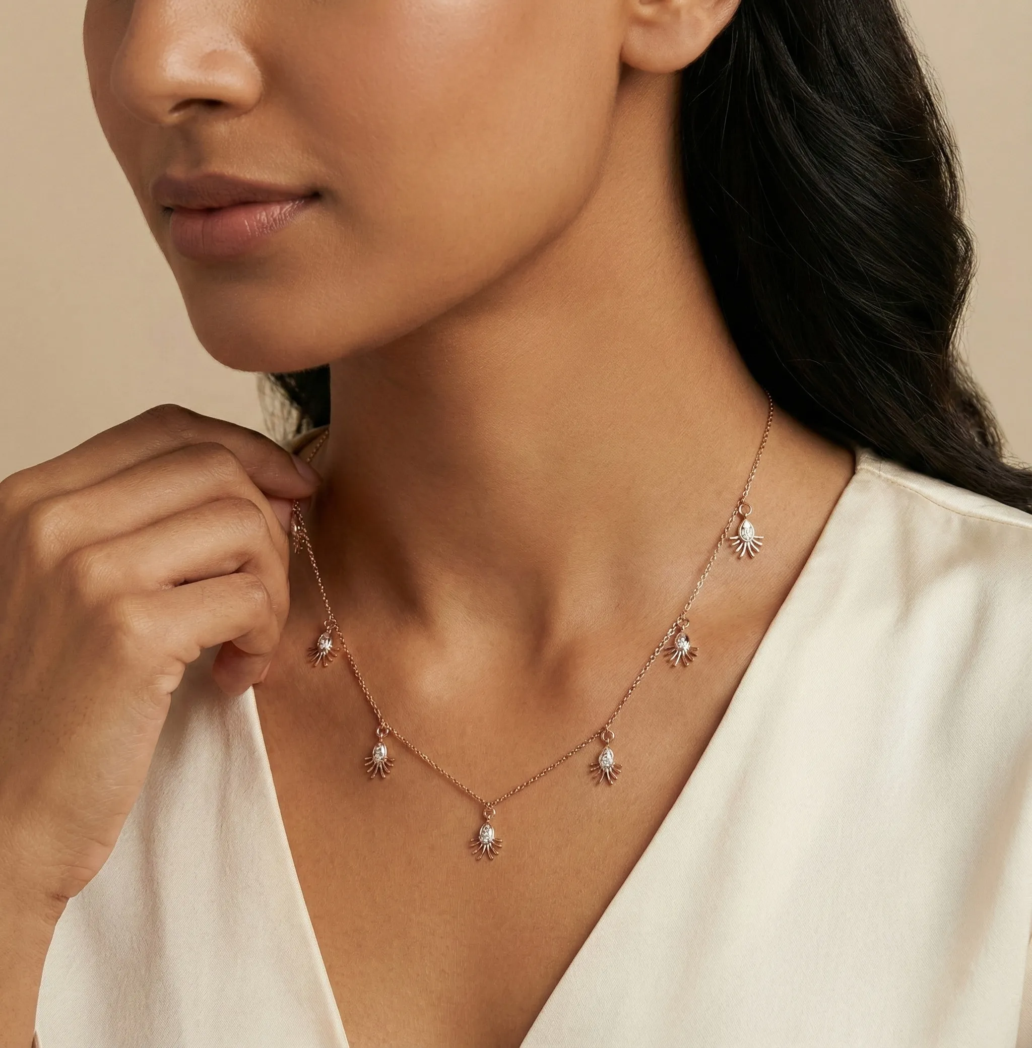 Rose Gold Diamond Necklace - Image 3