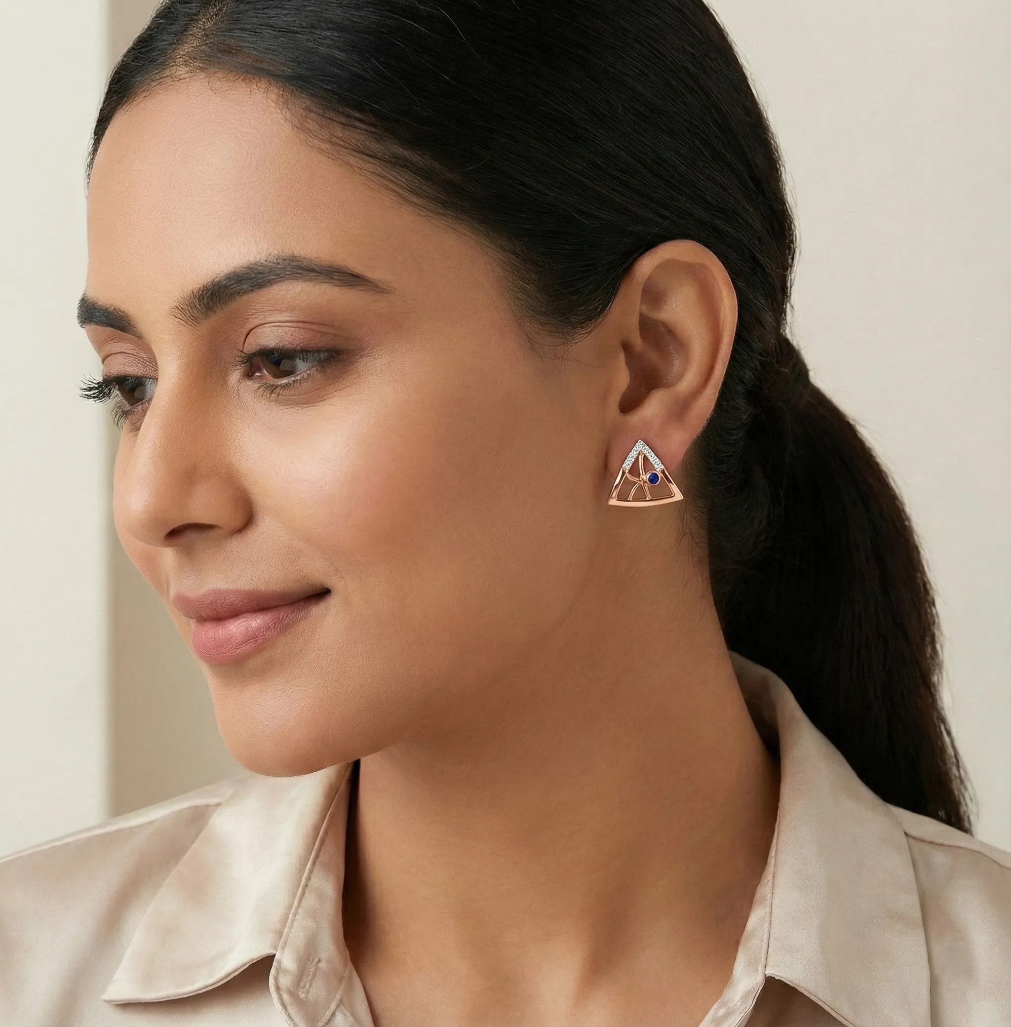 Rose Gold Diamond Earrings - Image 3