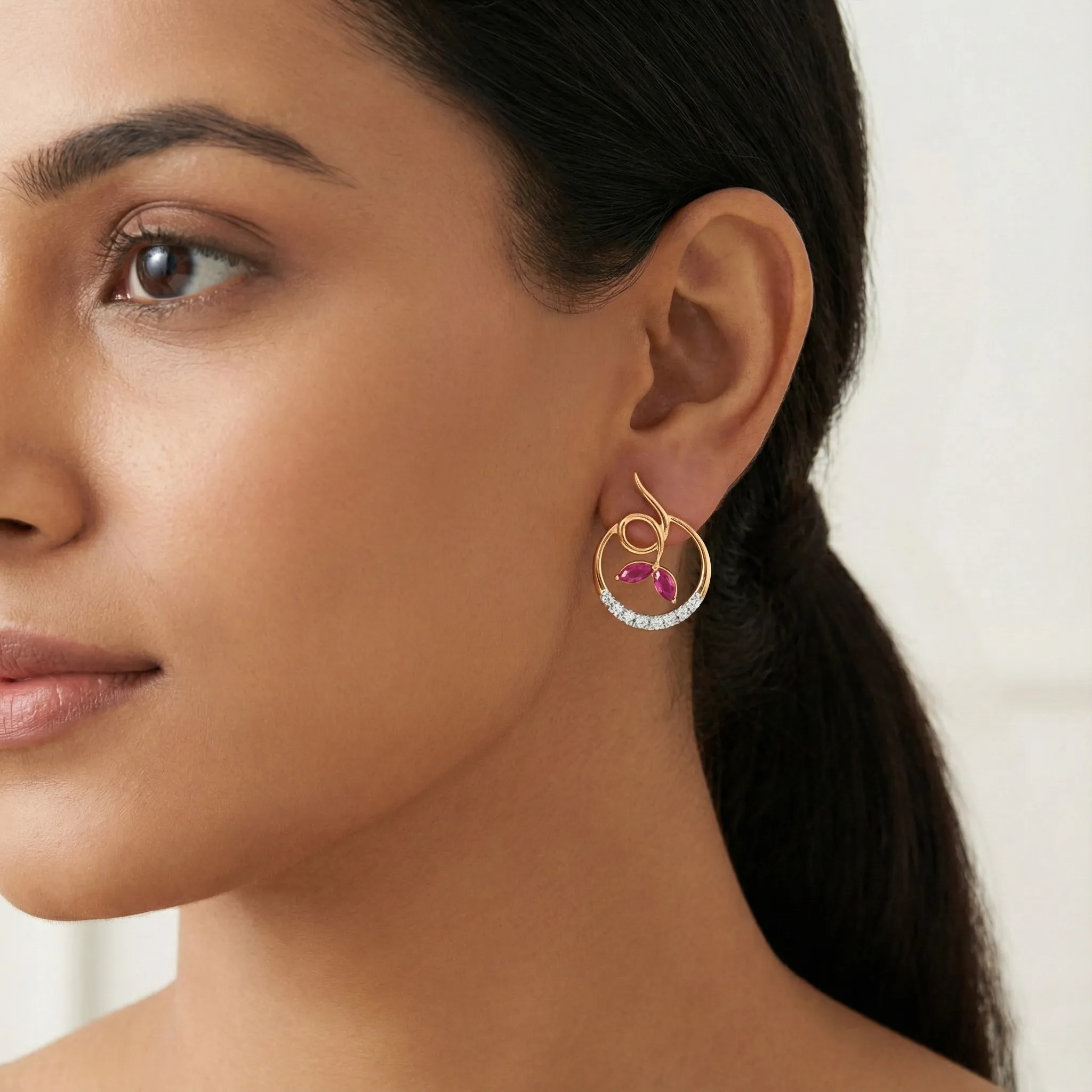 Yellow Gold Diamond Earrings - Image 3