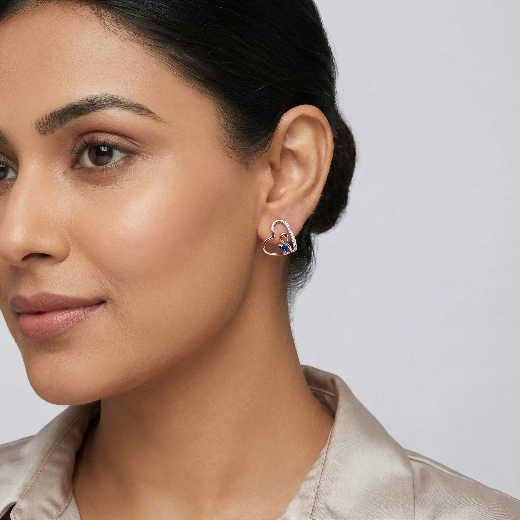 Rose Gold Diamond Earrings - Image 3