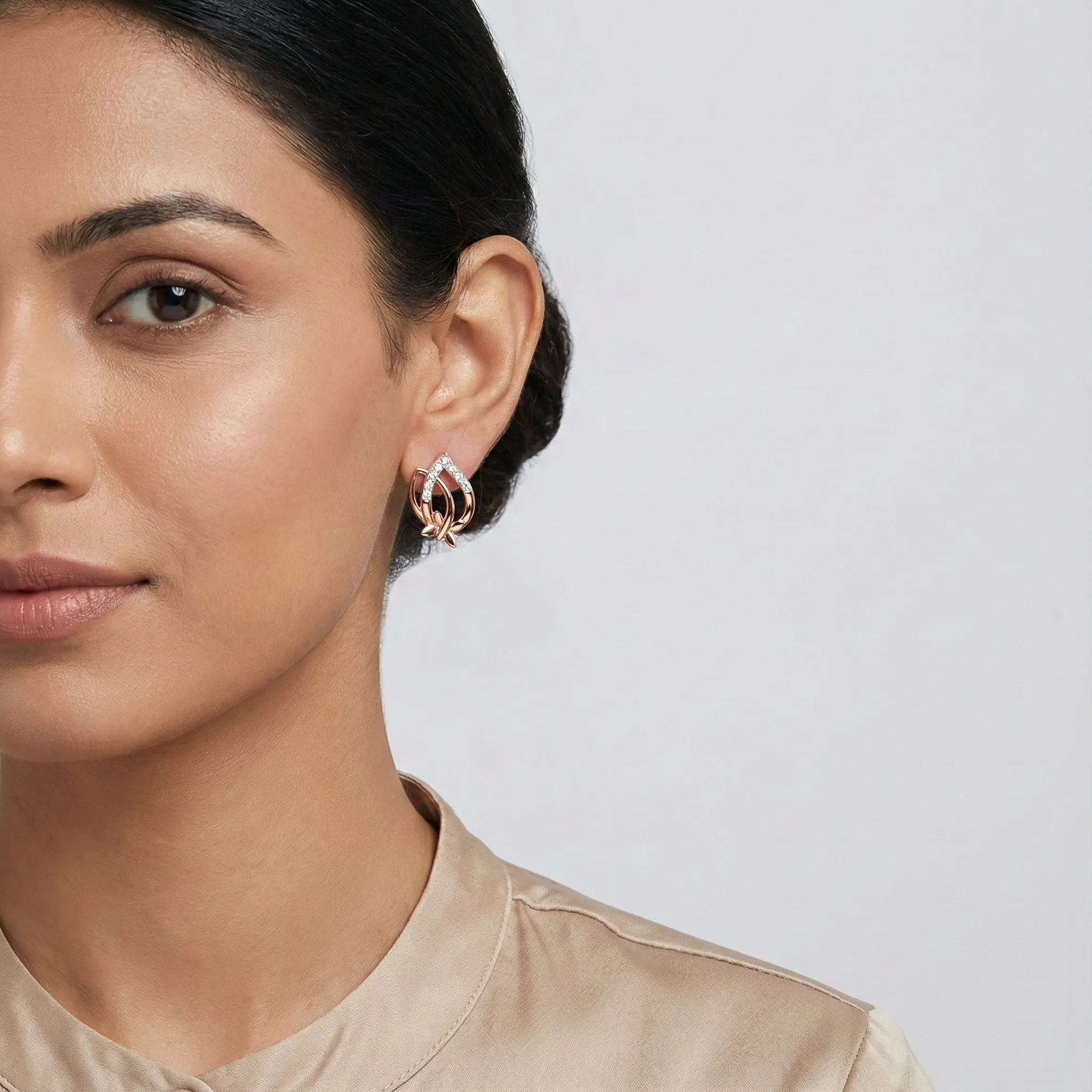 Rose Gold Diamond Earrings - Image 3