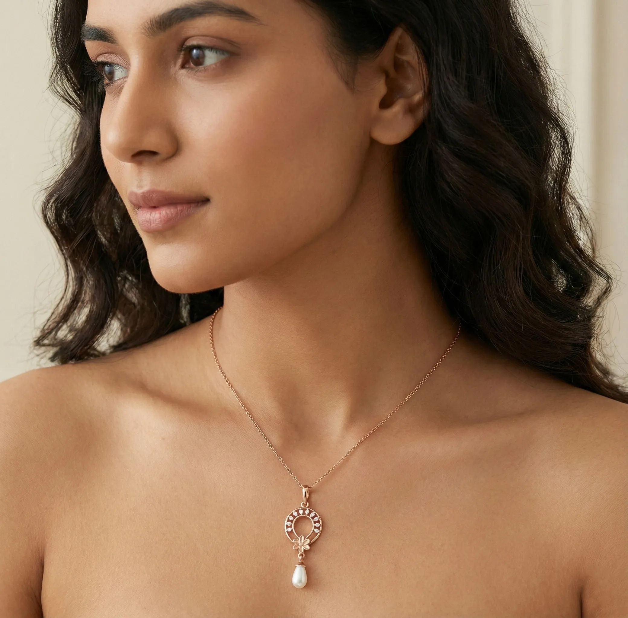 Rose Gold Diamond Pendant - Image 4