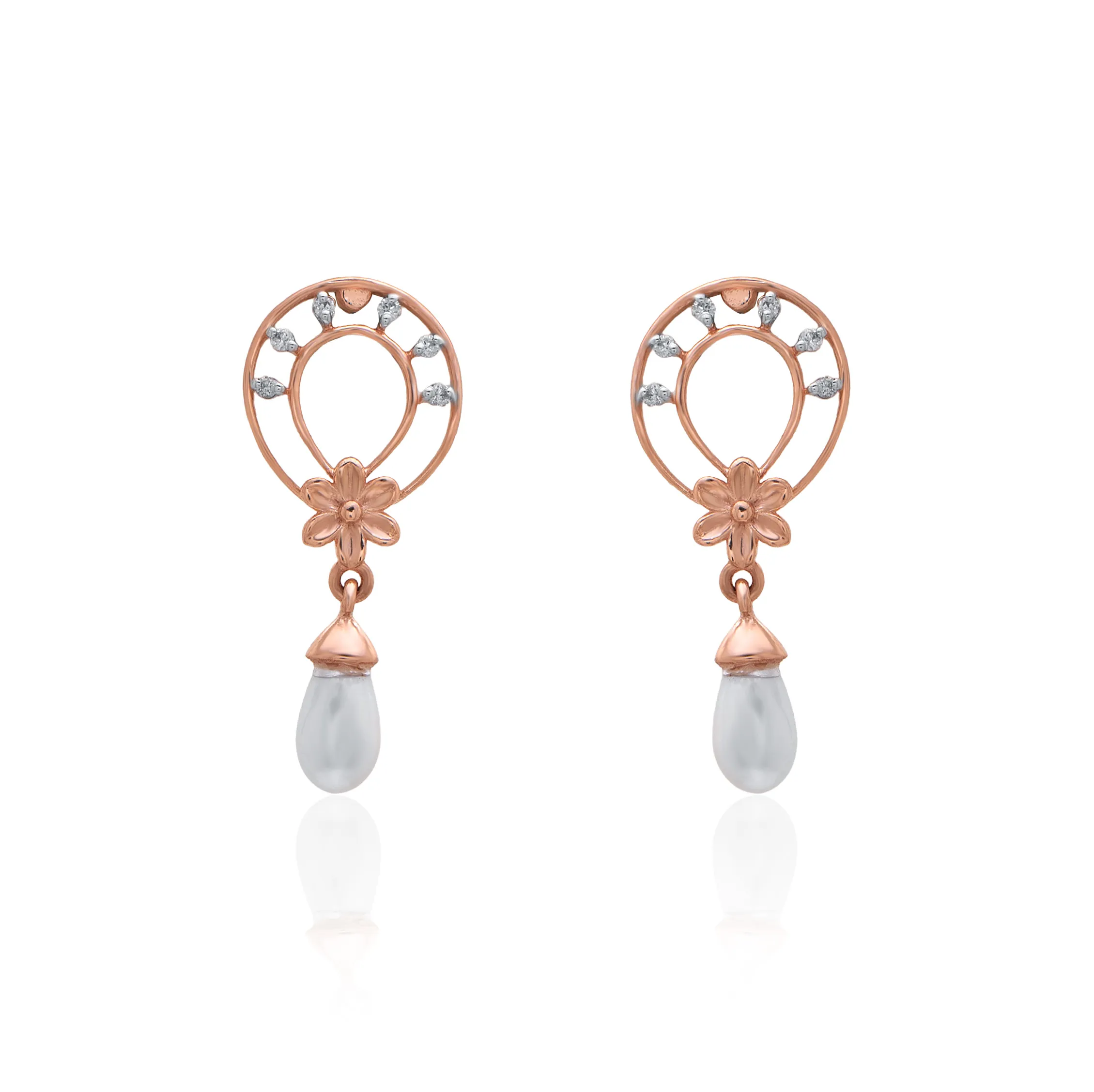 Rose Gold Diamond Earrings - Image 2