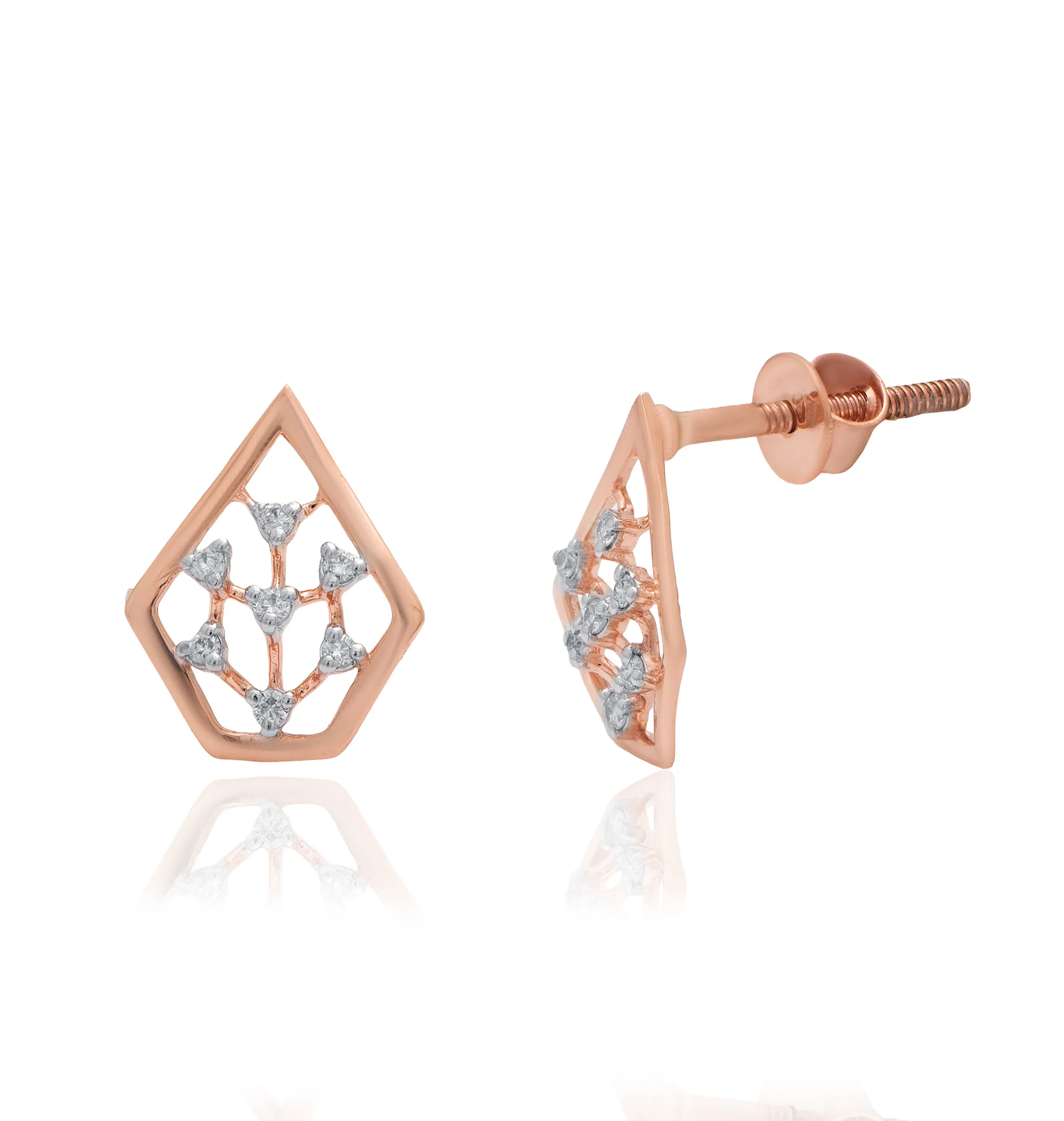 Rose Gold Diamond Earrings - Image 3