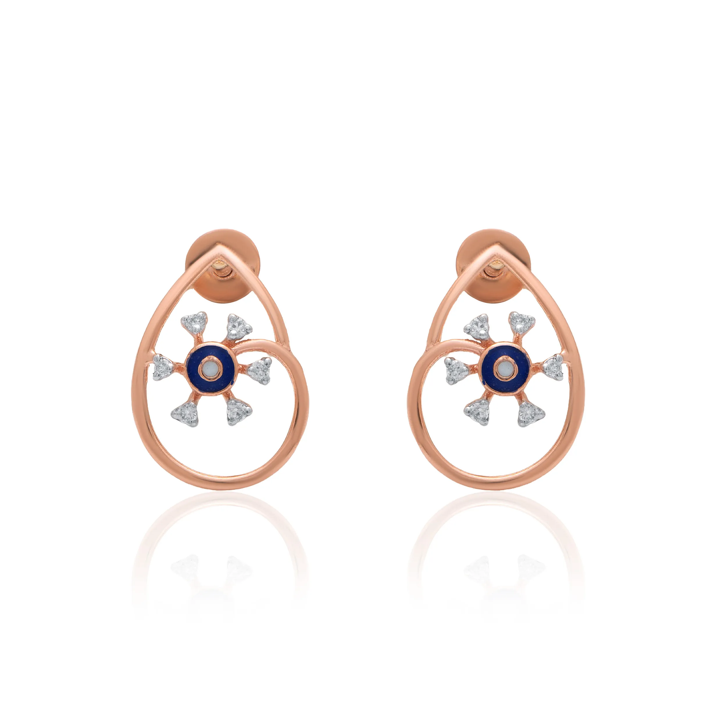 Rose Gold Diamond Earrings - Image 2