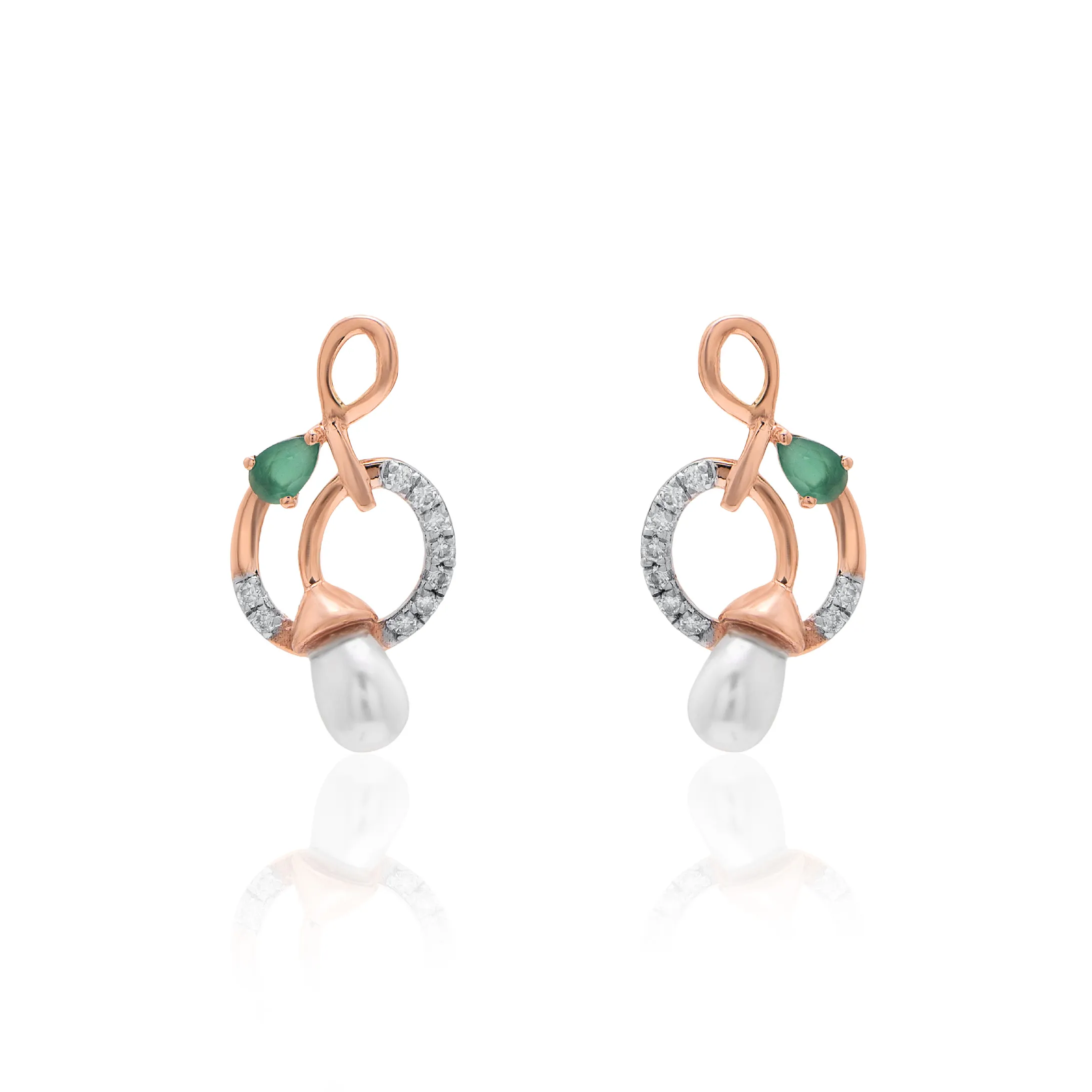 Rose Gold Diamond Earrings - Image 2