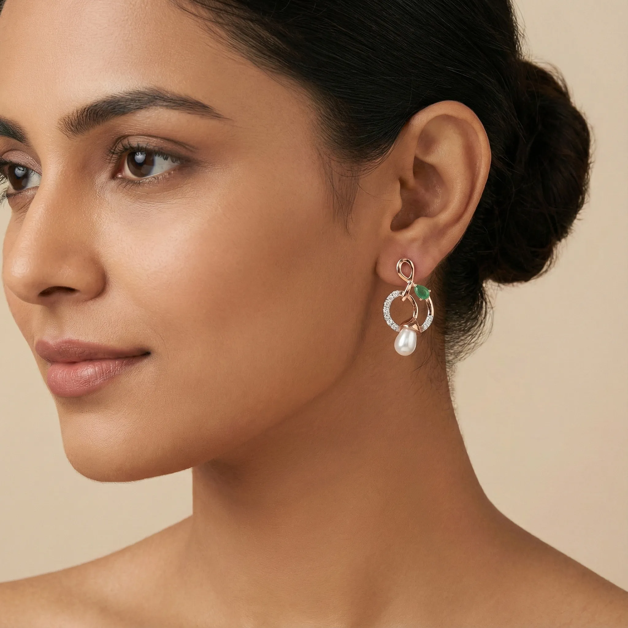 Rose Gold Diamond Earrings - Image 3