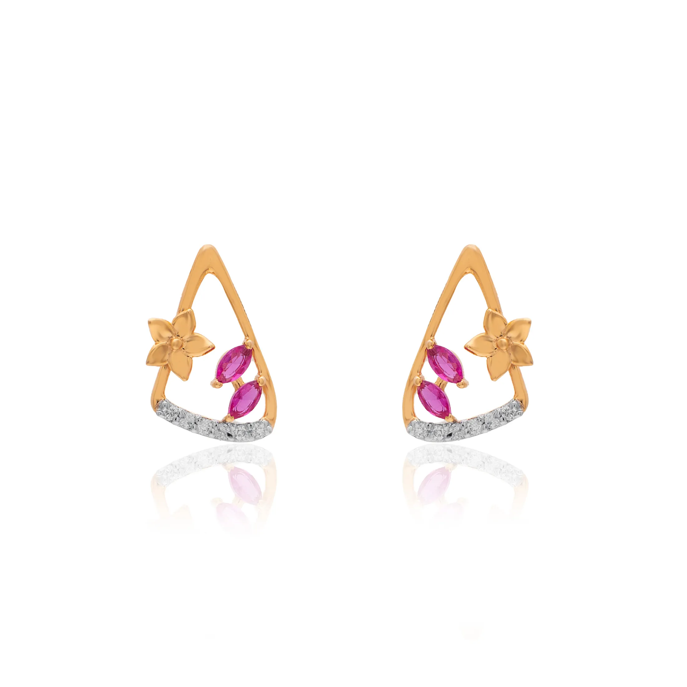 Yellow Gold Diamond Earrings - Image 2