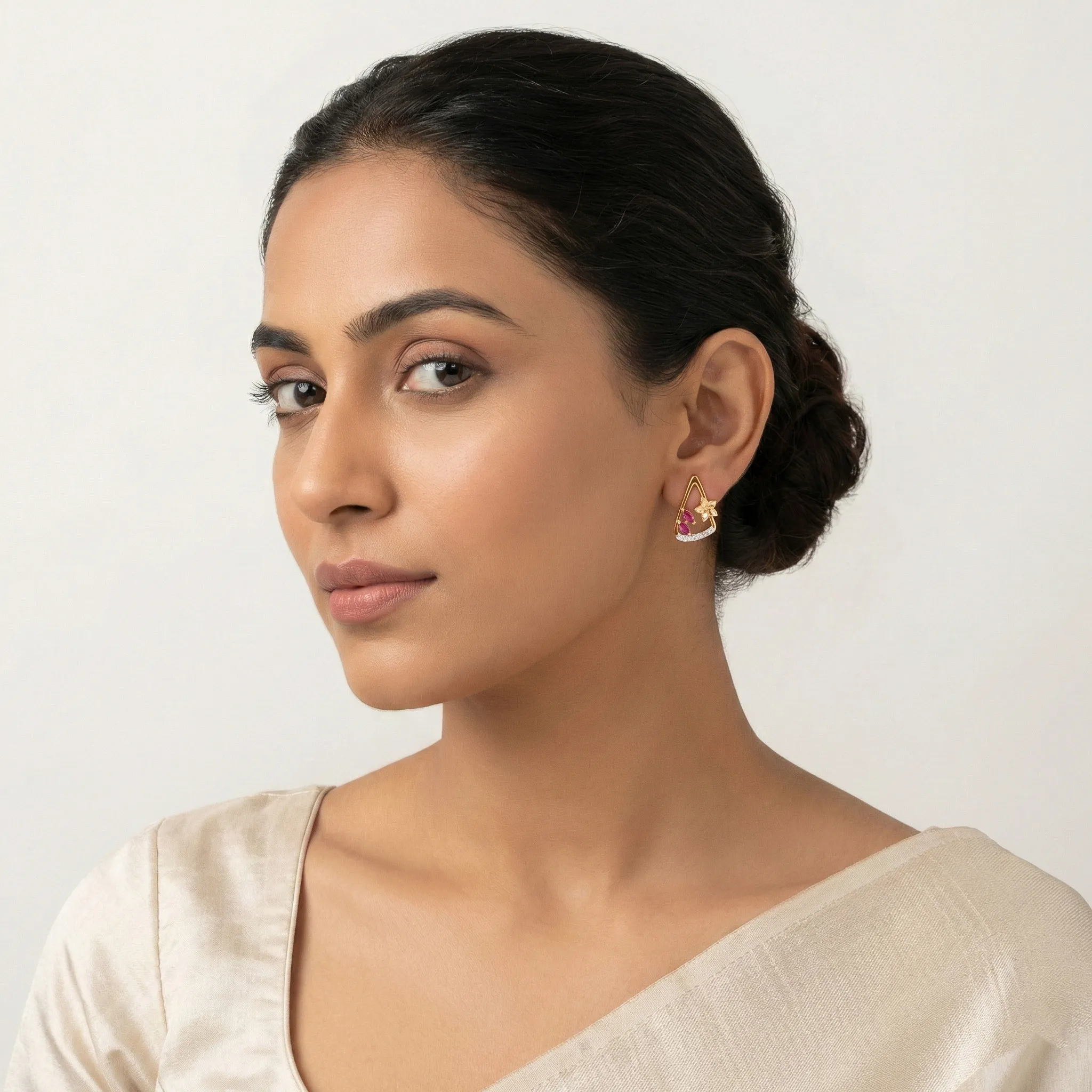 Yellow Gold Diamond Earrings - Image 3