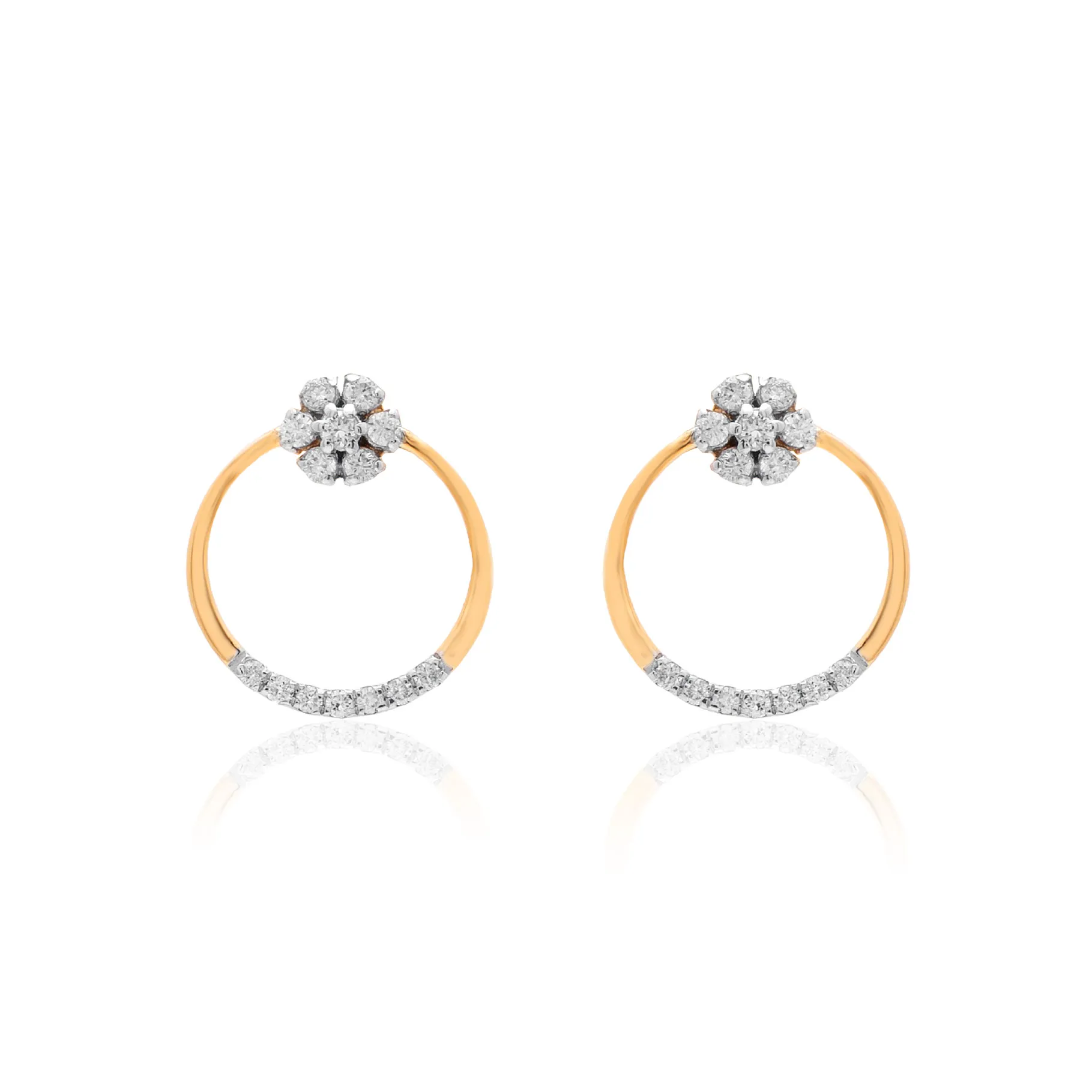 Yellow Gold Diamond Earrings - Image 2