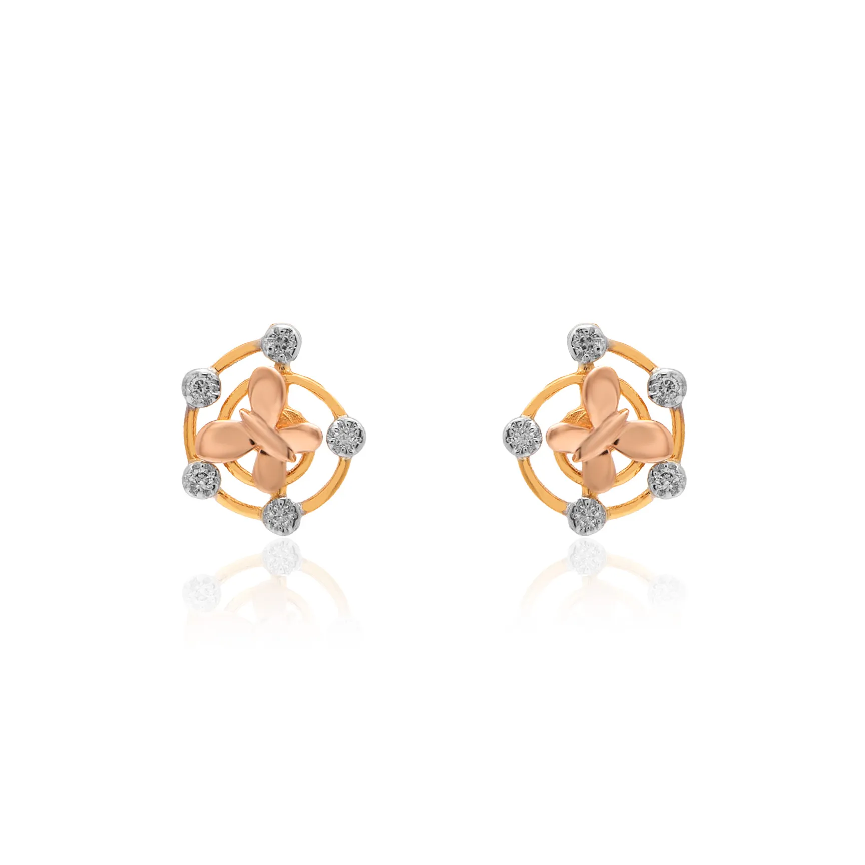 Yellow Gold Diamond Earrings - Image 2